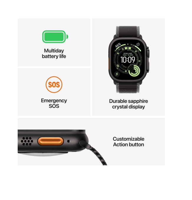 Смарт-часы Apple Watch Ultra 3 GPS + Cellular 49mm Black Tit. Case w. Black Ocean Band (MF0J4)