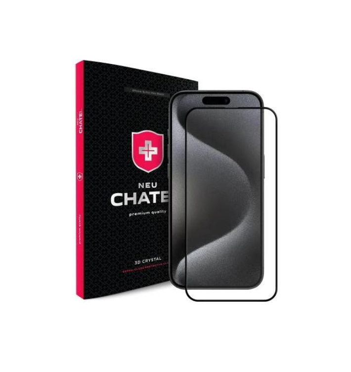 Захисне скло для смартфона NEU Chatel Corning Gorilla Glass Anti-Static with Mesh Front Black для iPhone 15 Pro Max