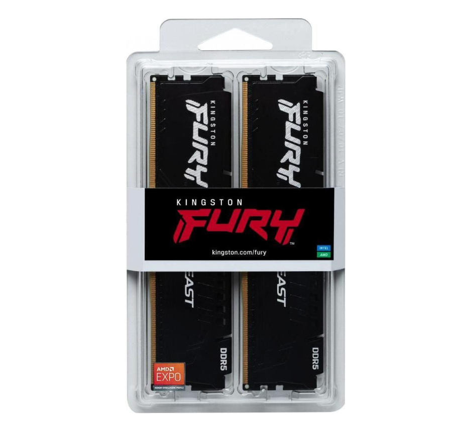 Память для настольных компьютеров Kingston FURY 32 GB (2x16GB) DDR5 6000 MHz Beast Black (KF560C36BBE2K2-32)